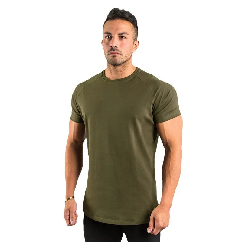 Fitness T-Shirt Men Bodybuilding Short Sleeve Sport Running T-shirt Men Sportswear Workout Shirts Male Men Gym Summer Tops Tee - Sun Studio