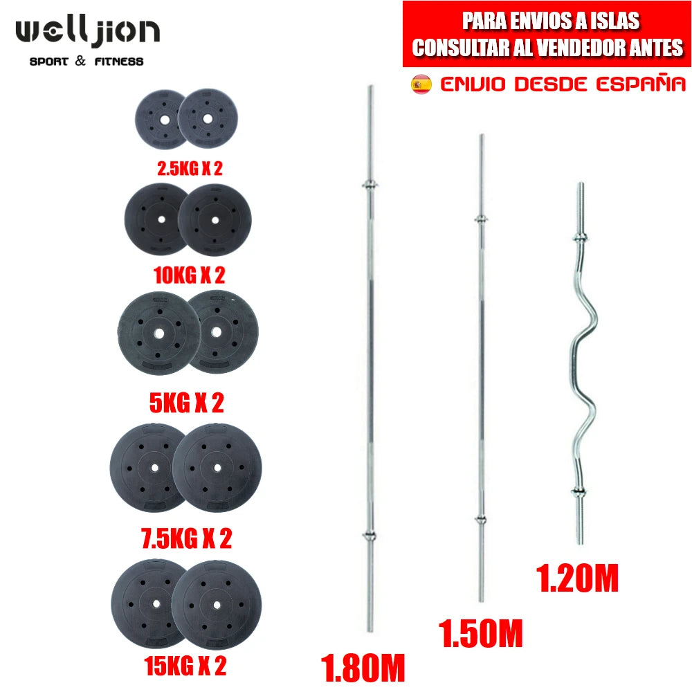 Weight Bars for Bodybuilding Training, 2.5-15 Kg, 1.8 M, 1.5 M, 1.2 m - Sun Studio