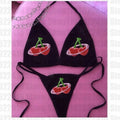 Y2k Women's Swimsuit 2024 Cherry Bikini Set Sexy Simple Halter Bikini Swimsuit High Waisted Lace Up Beach Bathing Suit Woman Emo - Sun Studio
