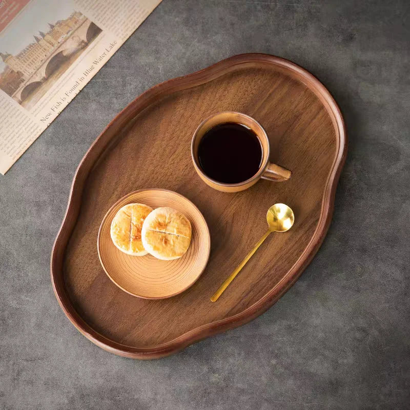 Wooden Decorative Serving Tray for Coffee Table and Home Decor Fruit Platter Decor Trays Serving Ware Food Dish Serving Platters - Sun Studio