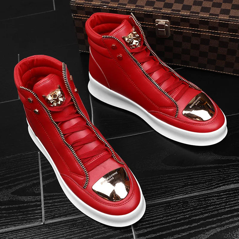 YRZL High Top Casual Shoes Men Sneakers Fashion Skateboard Shoes Leopard Platform Shoe Sport Training Shoes Men's Ankle Boots - Sun Studio