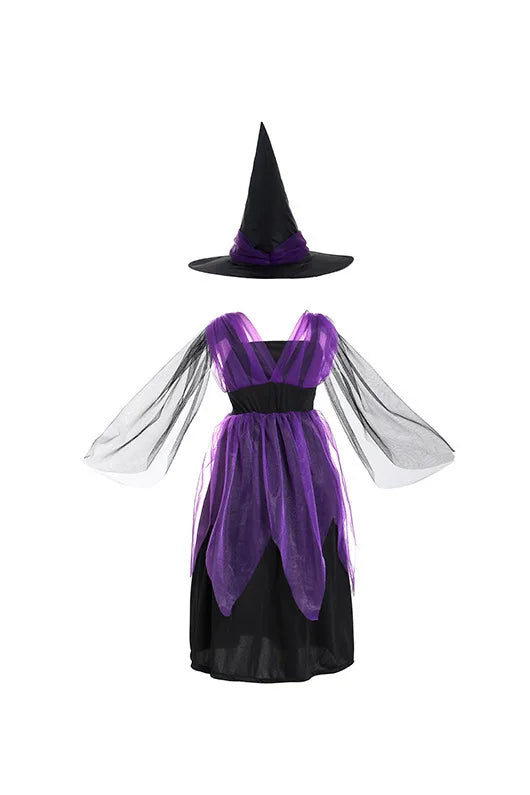 2-15Y Girls Halloween Witch Costume Children Cosplay Vampire Bat Dresses Carnival Party Clothes Children's Halloween Gifts - Sun Studio