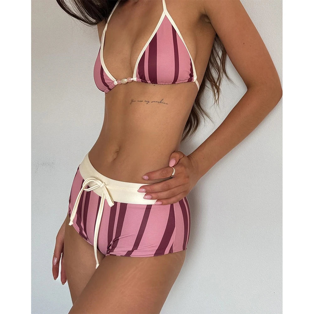 3 Pieces Print Bikini Swimsuit with Cover Up Swimwear Women Bathing Suit Short Pants  Micro Bikini Set Swimming Suits Biquini - Sun Studio