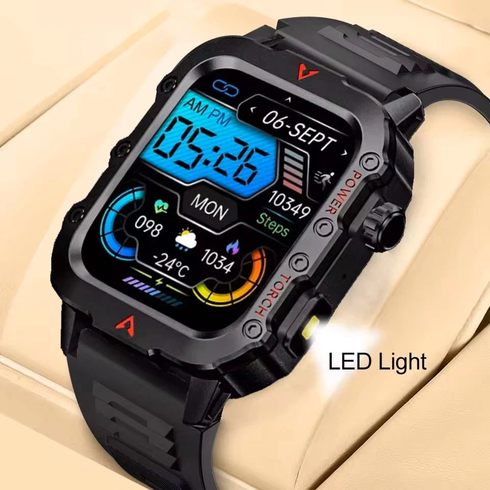 Men Smart Watch Bluetooth Call Sleep Heart Rate Healthy Monitor Outdoor LED Flashlight Waterproof Sports Watches For Android IOS - Sun Studio