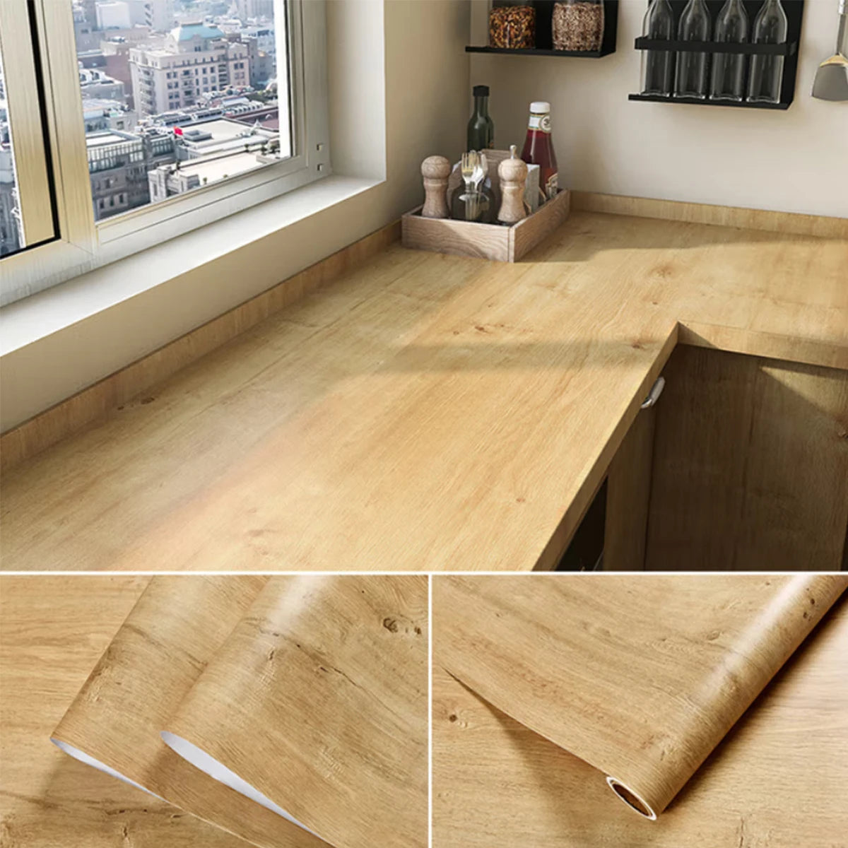 Wood Grain DIY Sticker PVC Self Adhesive Waterproof Wallpapers Renovation Furnitures Wall Stickers Home Decor Sticky Paper Decal - Sun Studio