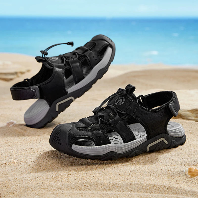 GOLDEN CAMEL Outdoor Men's Sandals Shock-absorbing Foam Brake Casual Shoes Slippers Beach Shoes for Hiking Fishing Breathable - Sun Studio