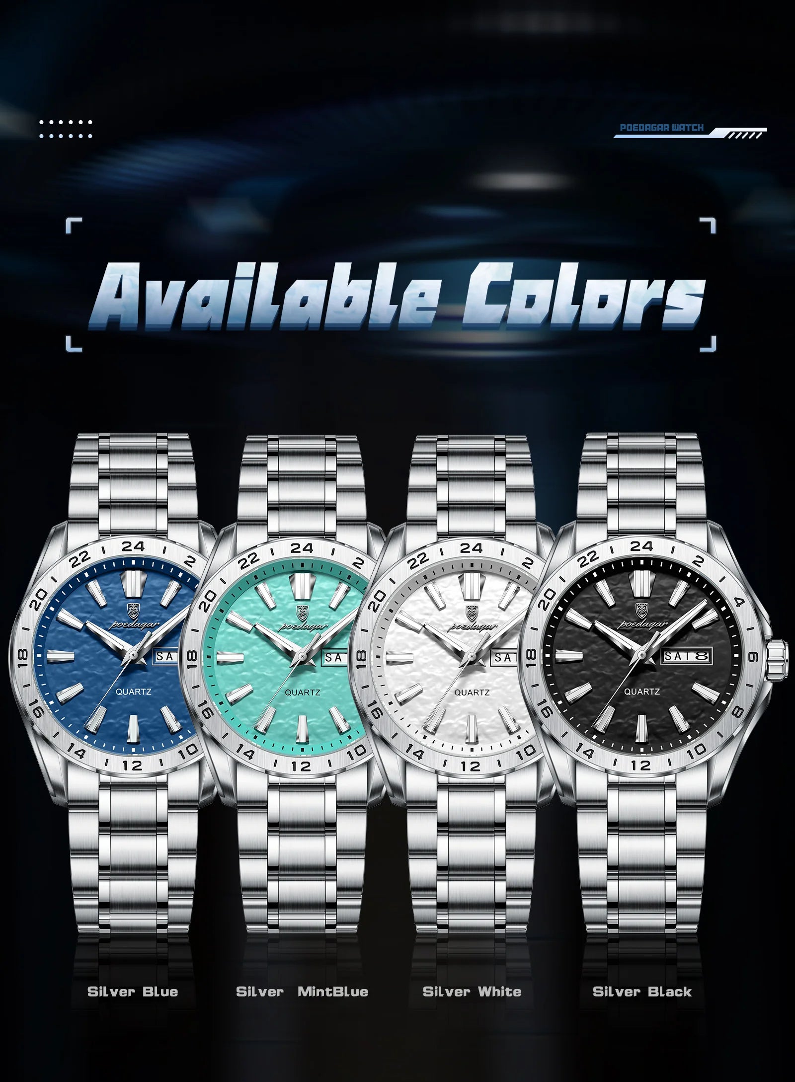POEDAGAR Sport Luxury Man Wristwatch High Quality Waterproof Luminous Watch For Men Fashion Date Week Quartz Men's Watches Reloj - Sun Studio