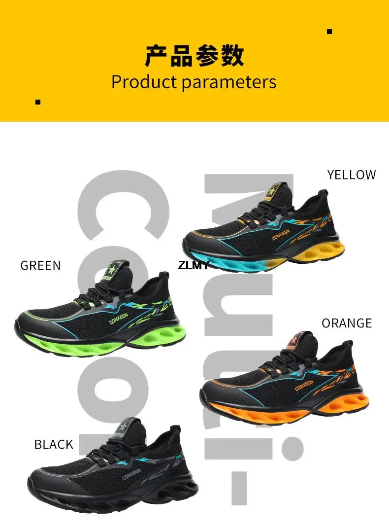Fashion Safety Shoes for Men Steel Toe Sneakers Puncture Proof Industrial Work Shoes Man Breathable Work Safety Boots Anti-smash - Sun Studio