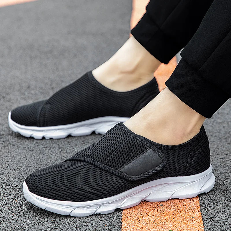 Sneakers Men Orthopedics Wide Feet Swollen Walking Casual Shoes Thumb Eversion Adjusting Soft Comfortable Light Man Shoes Black - Sun Studio