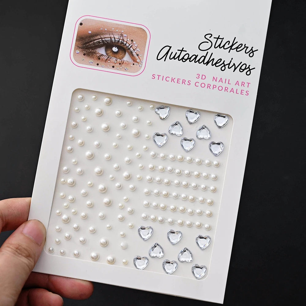 1Pcs Face Diamond Gem Sticker 5D Colorful Rhinestone Tattoo Stickers Fo Festival Nail Body Makeup Bling Jewelry DIY Face Sticker - Sun Studio
