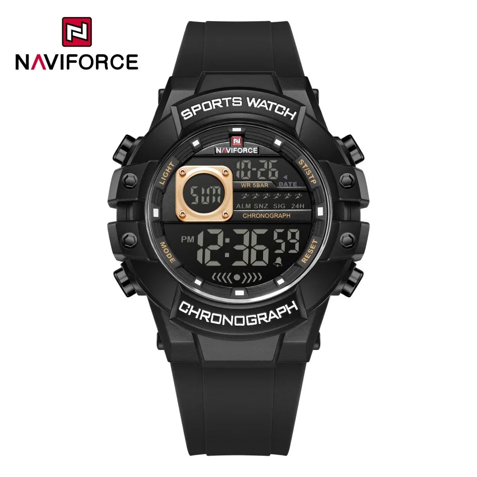NAVIFORCE Herren Uhren Multifunktionale Gasphase Digitalanzeige Silikonarmband Bildschirm Jungen Elektronische Sport Männliche Uhr Geschenk