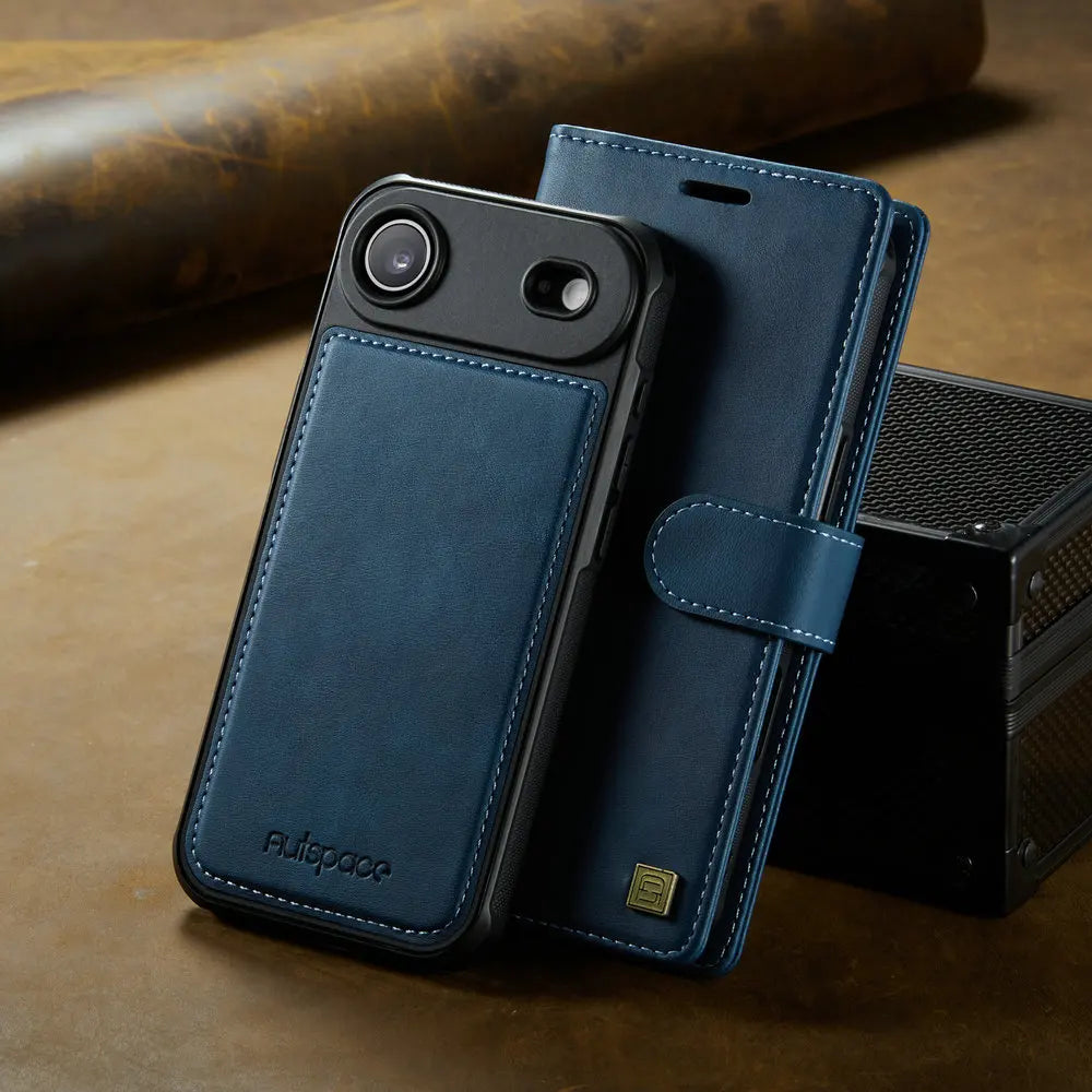 For iPhone 17 Pro 5G 2025 2In1 Detachable Leather Wallet Case For iPhone Air 17 16 15 14 13 12 Pro Max 16 Plus 16E Magnet Cover - Sun Studio