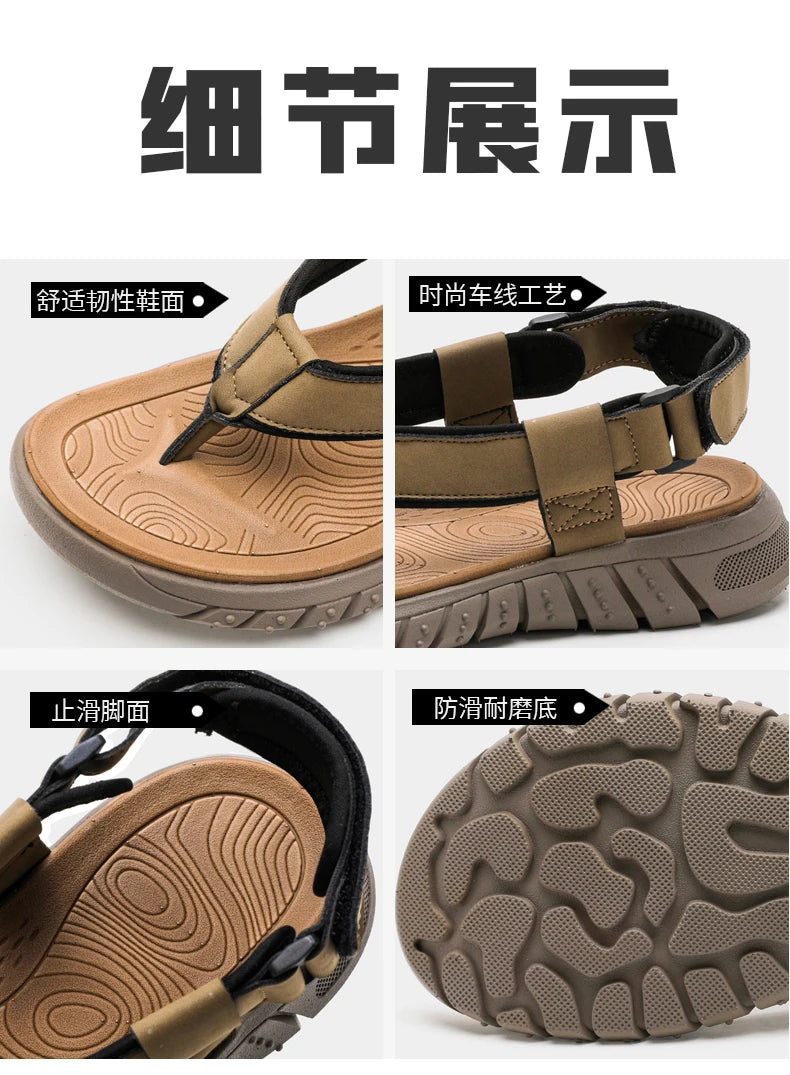 Summer men's casual breathable outdoor beach shoes flip flops waterproof anti slip comfort mesh sandals youth fashion slippers - Sun Studio