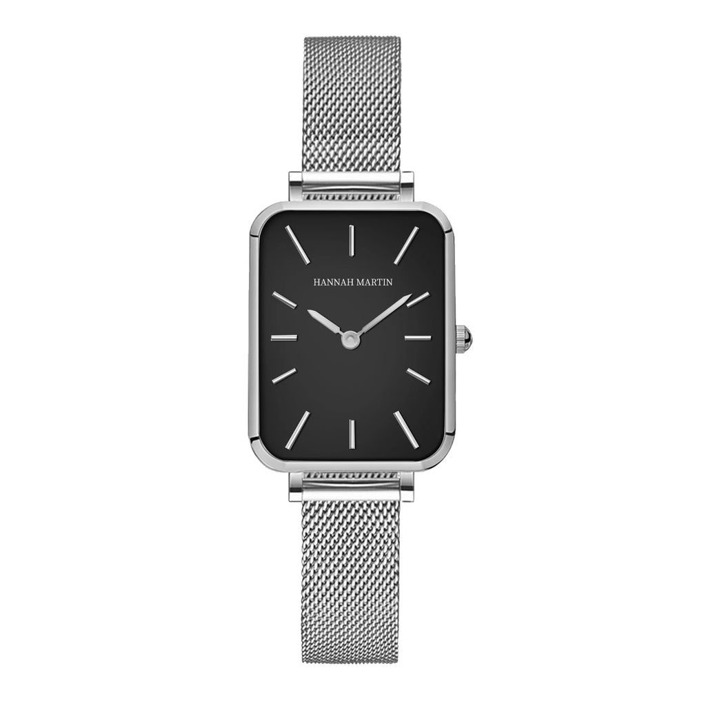 Rectangle Ultrathin Nordic Simple Style Japan Quartz Movement Fashion Stainless Steel Mesh Silvery Bracelet Belt Ladies Watches - Sun Studio
