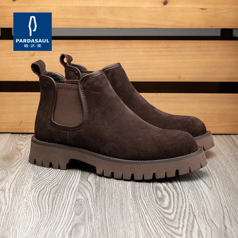 Chelsea boots, short boots, men's boots, breathable men's shoes, versatile and trendy high top leather boots 231146 - Sun Studio