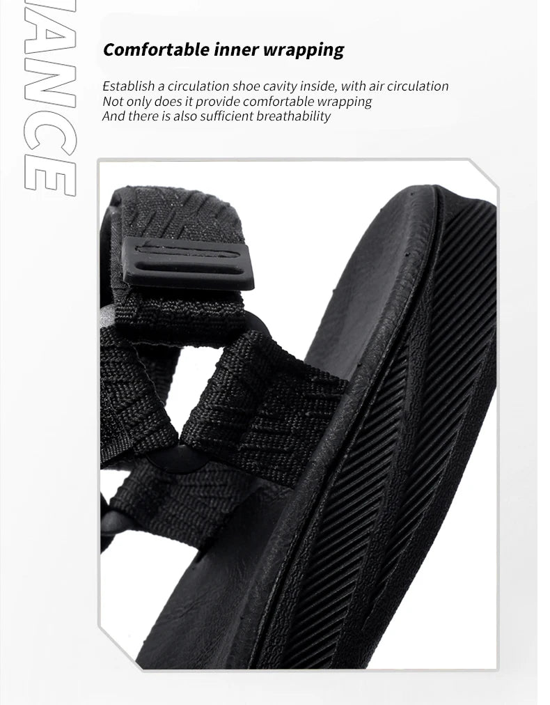 Black Men's Outdoor Casual Arch Support Sandals Anti-Slip Breathable Beach Holiday Sports Sandals for Summer Walking Size 40-45 - Sun Studio