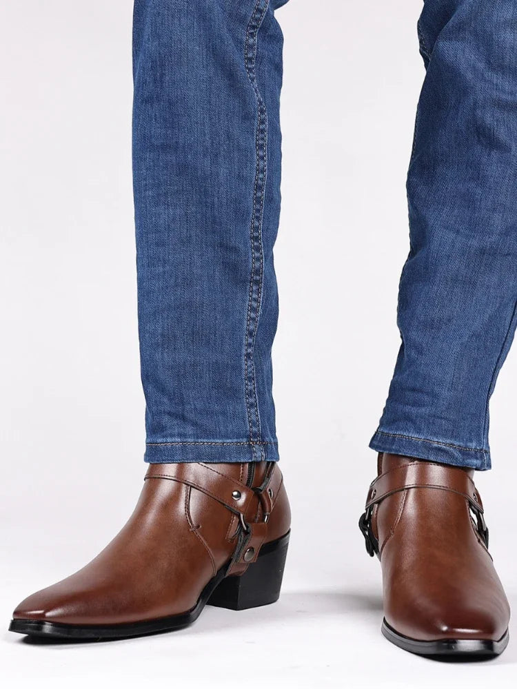 Men's Boots Fashion Designer Chelsea Boots Luxury High Quality Men Cowboy Boots Black Brown Zip Wedding Office Dress Shoes Male - Sun Studio