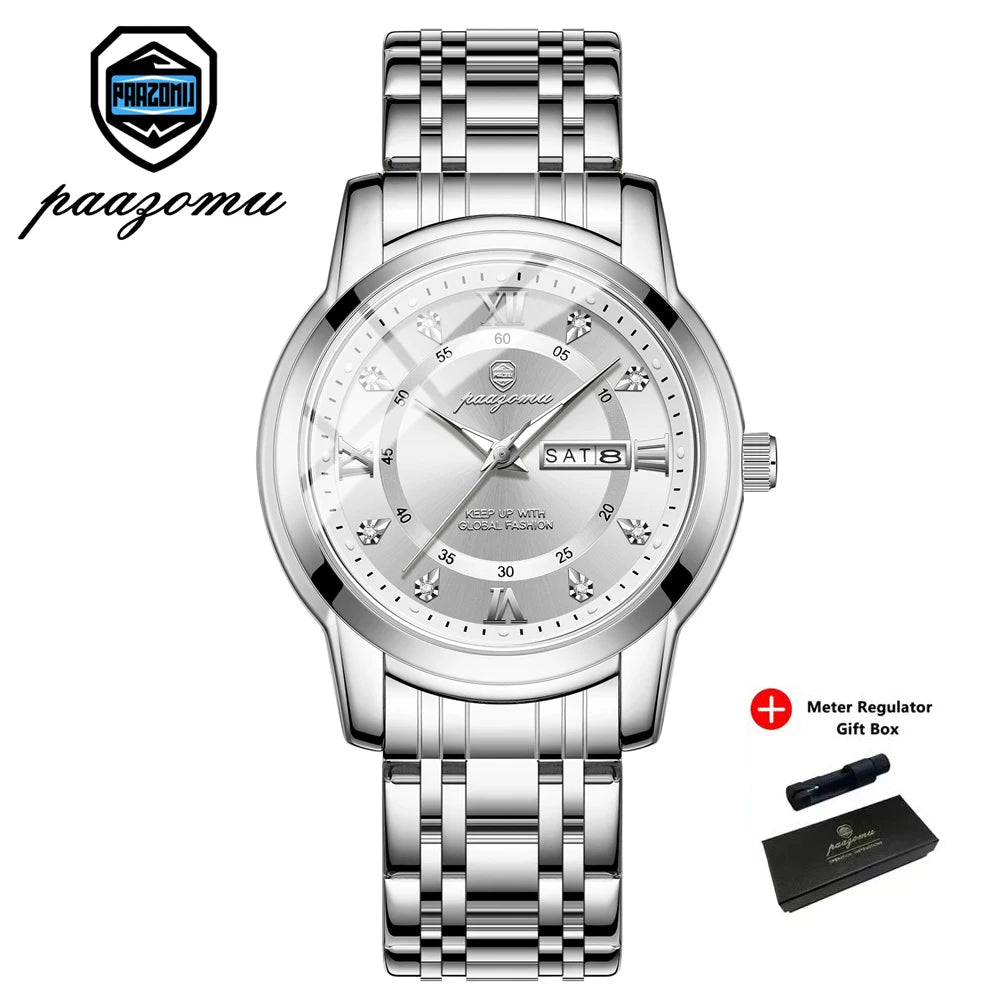 PAAZOMU Klassische Lässige Quarz Uhr Männer Frauen Wasserdicht Leuchtendes Zifferblatt Business Dress Armbanduhr Bequeme Uhren Männlich+Box