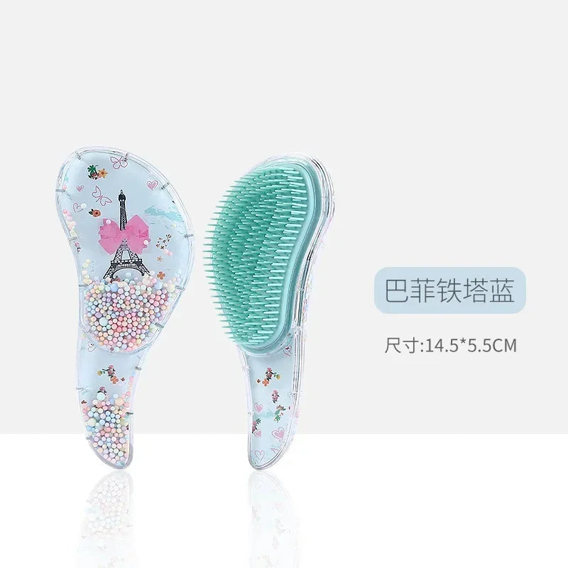 Cute Children Hairdressing Comb for Kids Anti-knot Massage Flowing Bead Hair Comb Children Girls Dress Up Makeups Toy Gifts - Sun Studio