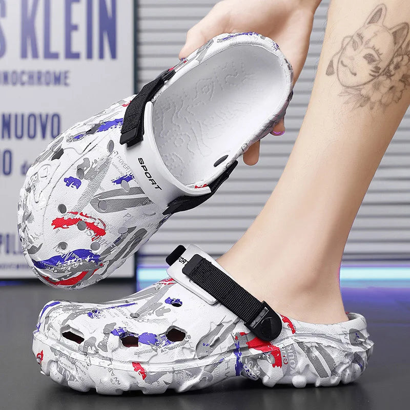 Big Size 47 Summer Men White Clogs Outdoor Garden Clogs Hole Shoes Male Casual Shoes Water Shoes Comfort Home Soft Slippers - Sun Studio