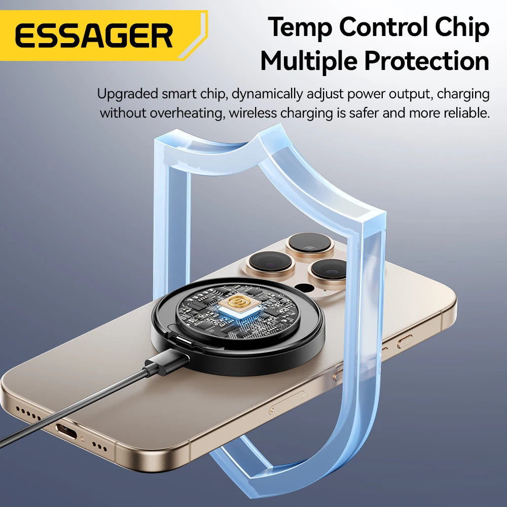 Essager Magnetic Wireless Charger With Holder 15W Fast Charging For iPhone16 15 14 13Pro Max Airpods Mini Wireless Phone Charger - Sun Studio
