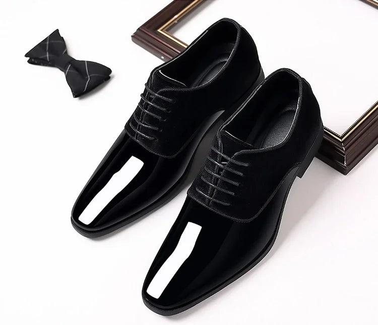 New Oxford Men's Pointed Toe Dress  Luxury Lacquer Wedding Shoes Classic Derby Shoes 2023 Leather Shoes Size 38-50 - Sun Studio
