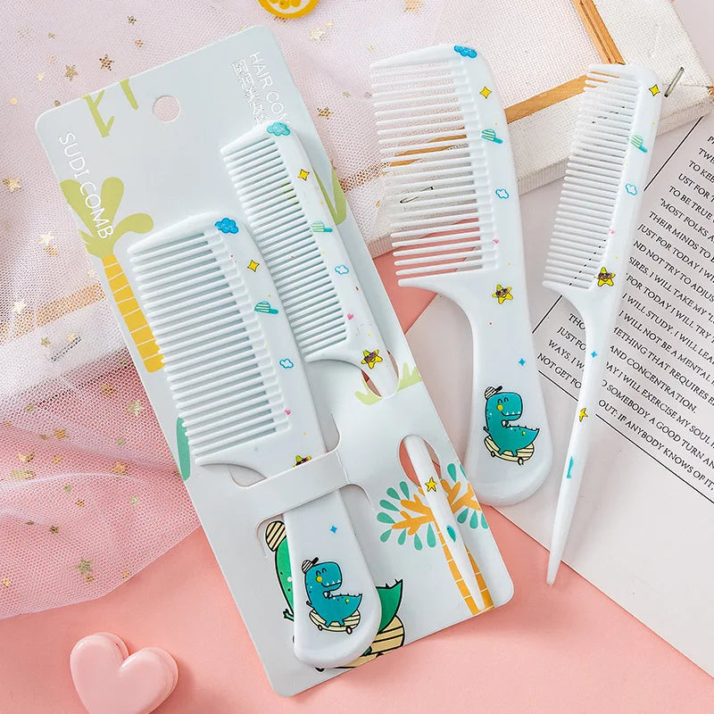 2pcs Kids Hair Combs Set Cartoon Animals Children Hairdressing Comb with Pointed Tail Girls Portable Anti-Static Plastic Comb - Sun Studio