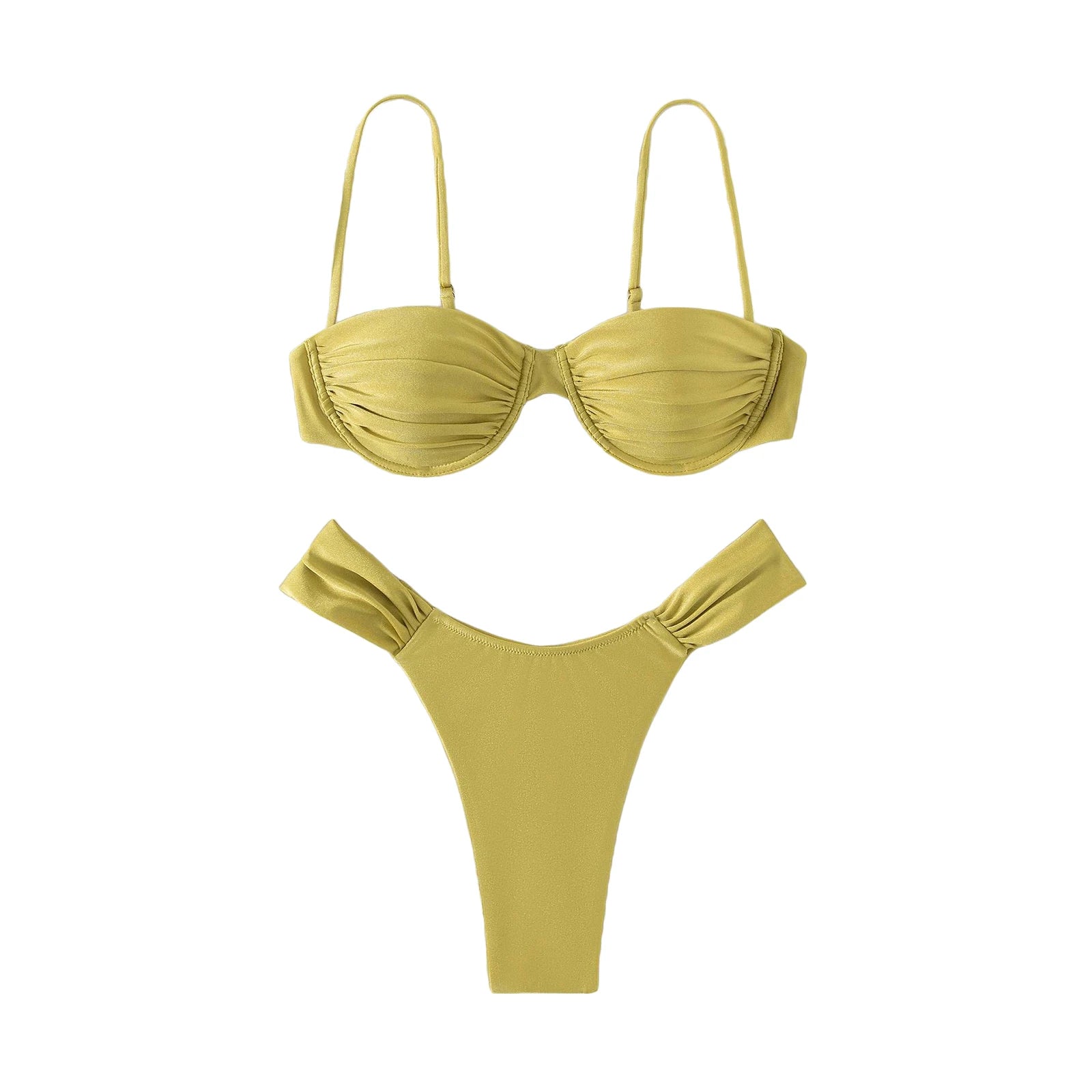 Neuer Hot Sale Sexy Damen Push-Up Gepolsterter BH Bikini Set Falten Badeanzug Badebekleidung Schwimmen Strand Badeanzug Bikini Set
