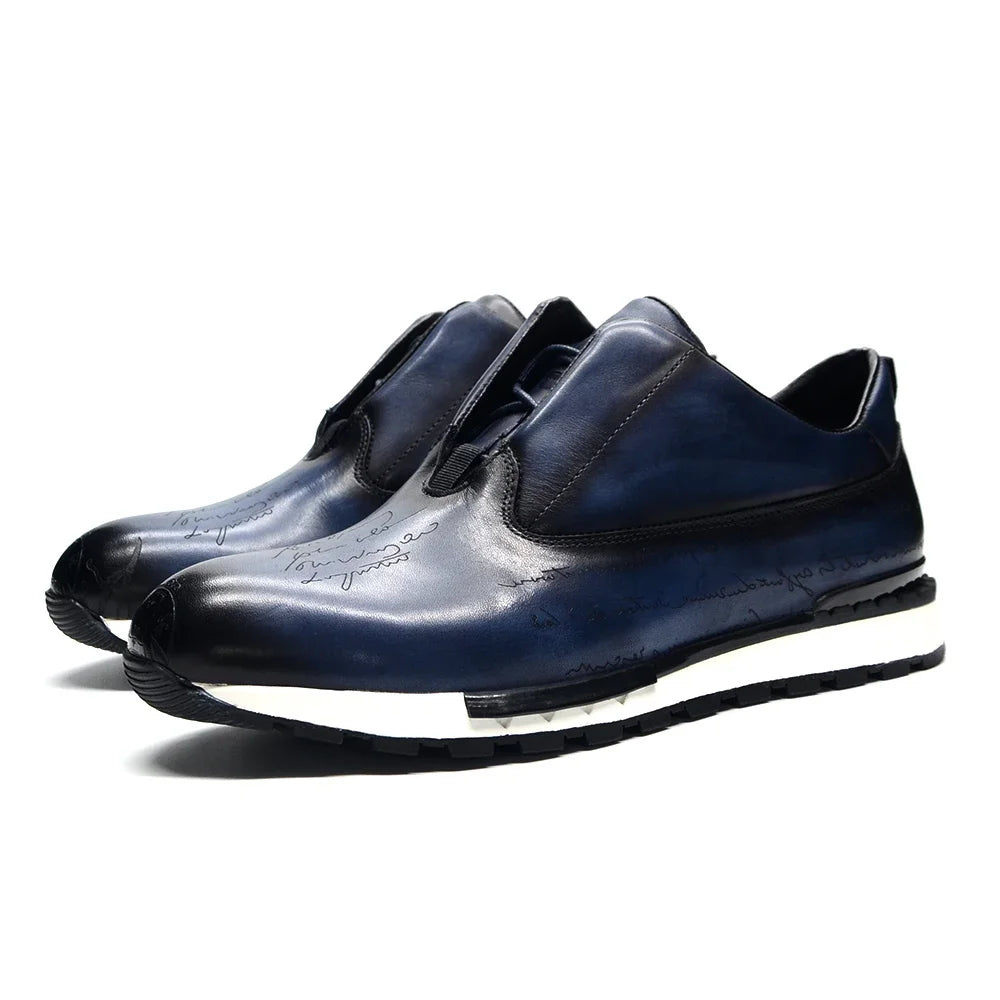 Luxury Brand Style Casual Sneakers Men's Shoes Genuine Leather Lace-up Basic Outdoor Footwear Daily Male Fashion Oxford Shoes - Sun Studio