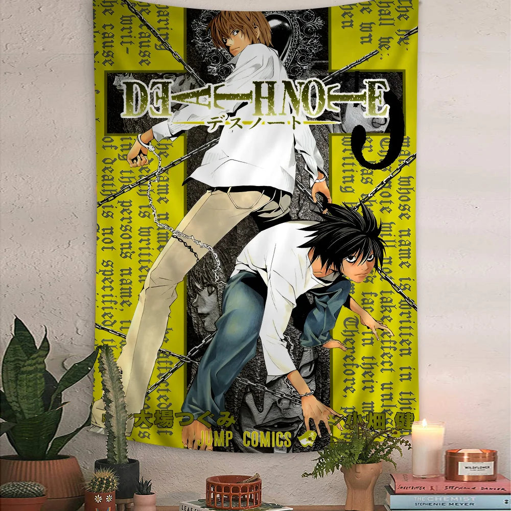 VIKAMA Death Note Anime Tapestry L Character Dessert Theme Study Wall Hanging Room Decor Home Decor - Sun Studio