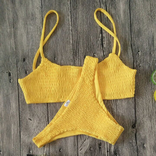 New Hot Sale Sexy Women Push-up Padded Bra Bikini Set Pleated Swimsuit Swimwear Swimming Beach Bathing Costume Bikini Set - Sun Studio