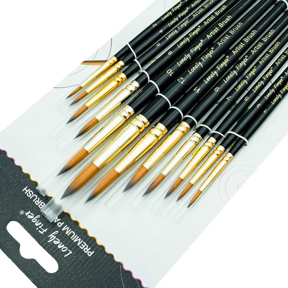 12/48pcs Professional Artist Paint Brush Set Include Round Filbert Flat Angle Fine Detail Brushes Premium Nylon Brush for Paint - Sun Studio