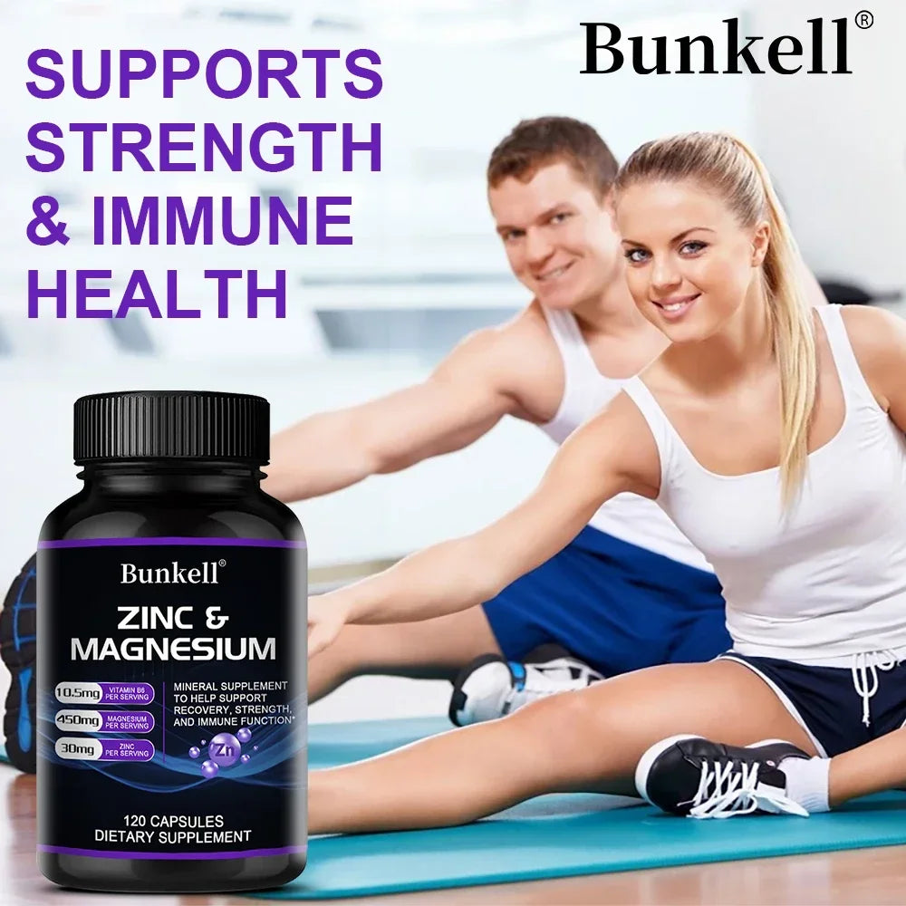 Zinc + Magnesium Supplement, Strong Bones, Teeth, Heart, Nerves, Enhance Immunity, Support Bone Density and Muscle Health - Sun Studio