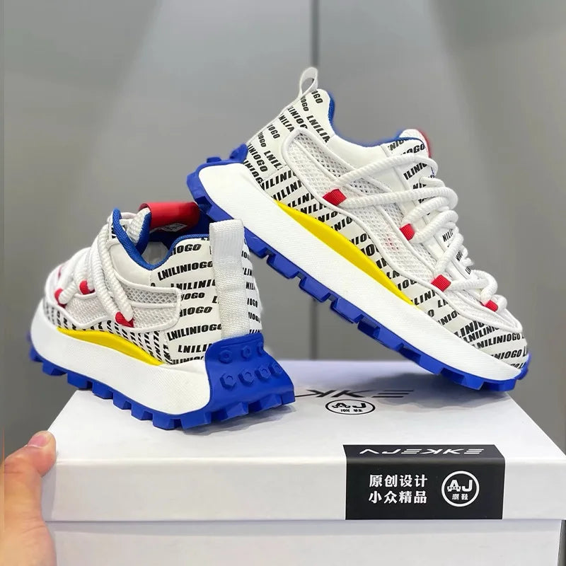 Spring and Autumn New Men's Shoes Thick soled Height Increasing Casual Shoes Comfortable and Breathable Running Sports Shoes - Sun Studio