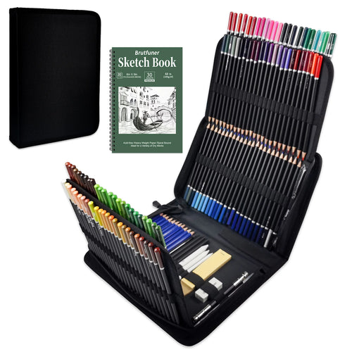 42/73/146 Pack Drawing Sketching Set, with 3-Color Sketchbook, Graphite, Charcoal Pencil, Ideal for Shading, Blending - Sun Studio