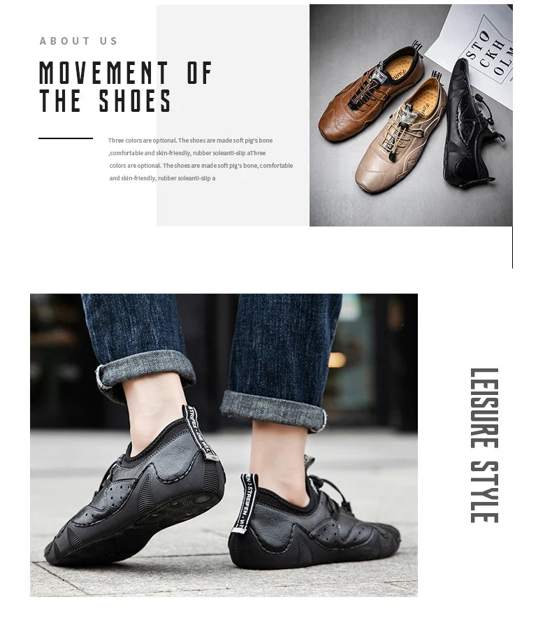 Leather Casual Sneakers for Men Driving Shoes 2024 New Fashion In Waterproof Men Doug Luxury Dress Loafers Shoes Footwear ﻿ - Sun Studio