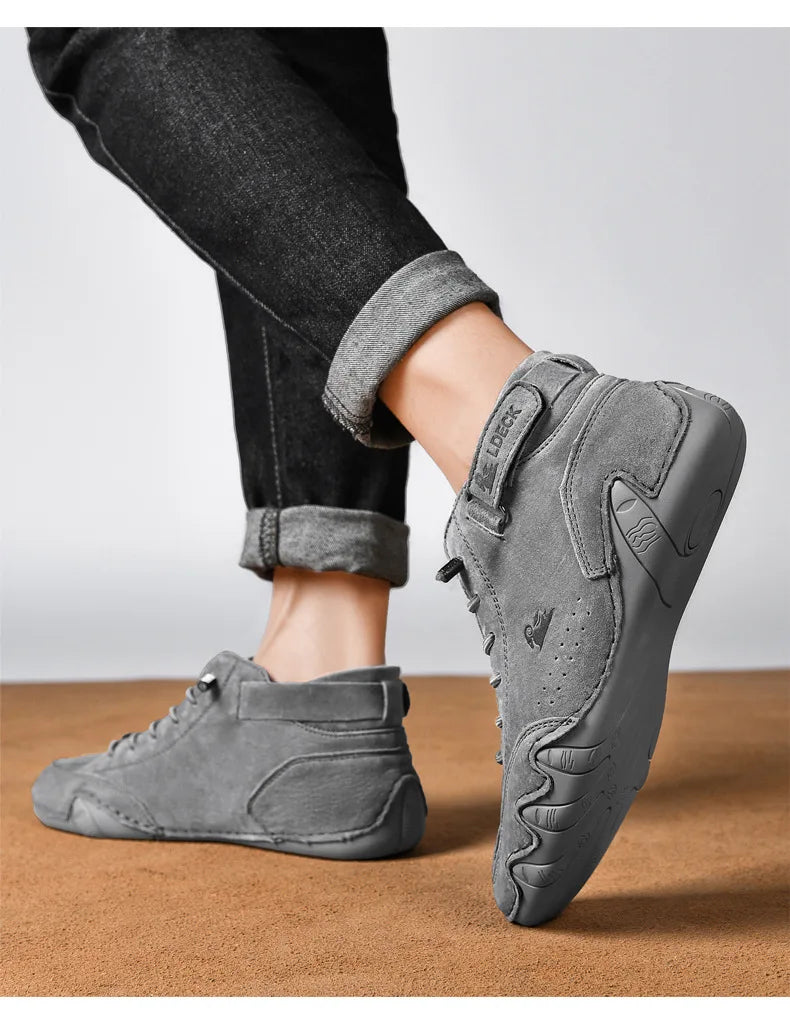 Men Leather Casual High Top Sneakers Winter Fur Plush Ankle BootsNew Luxury Footwear Shoes Zapatos Hombre - Sun Studio