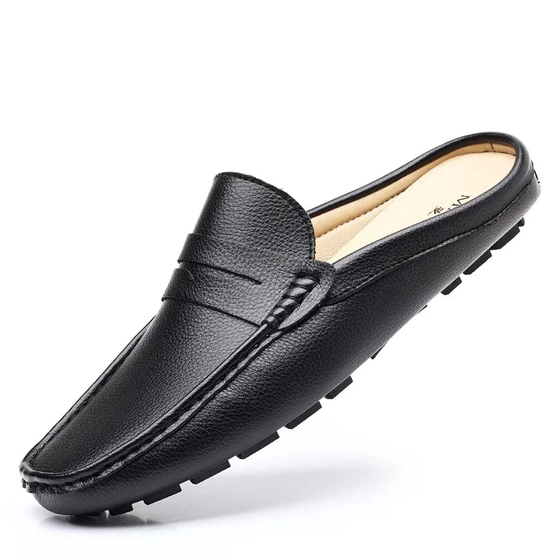 YRZL Slipper Sommer Slip-On Halbschuhe für Männer PU Leder Hausschuhe Lässige Atmungsaktive Bequeme Slipper Mokassins Lässige Schuhe Männer