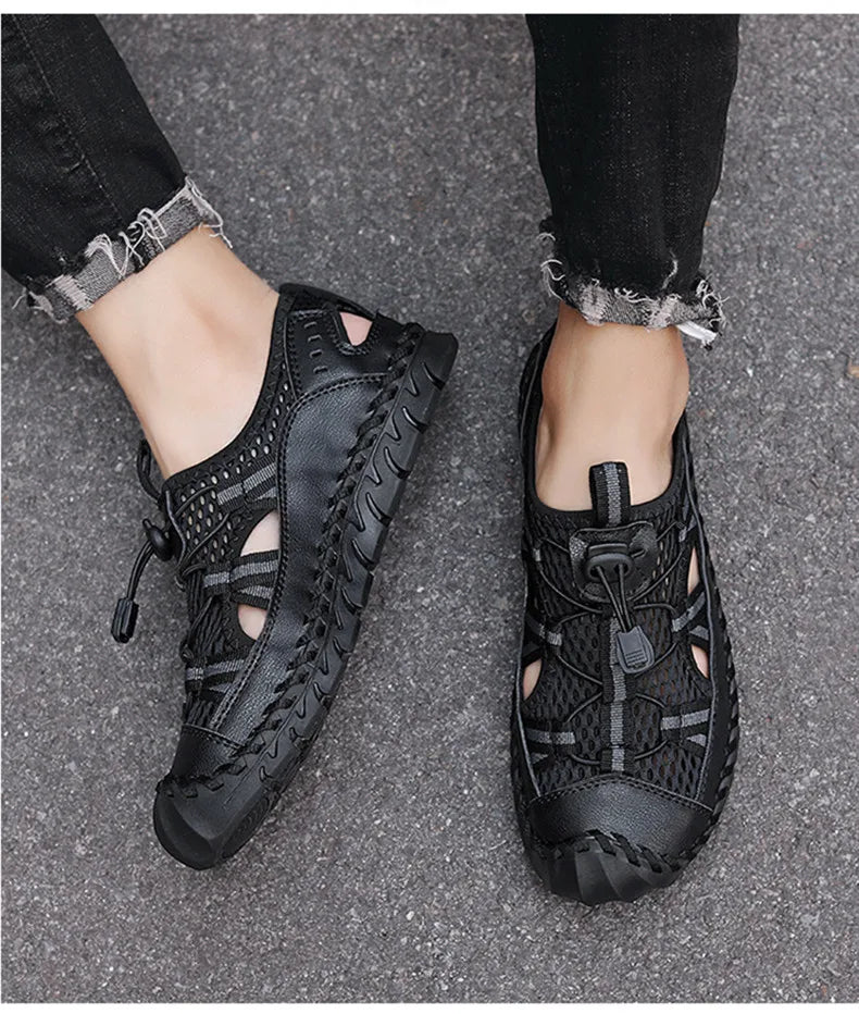 Hot Sale Summer Men's Sandals Outdoor Non-slip Men's Beach Sandals Handmade Genuine Leather Men's Shoes Fashion Men Sneakers - Sun Studio