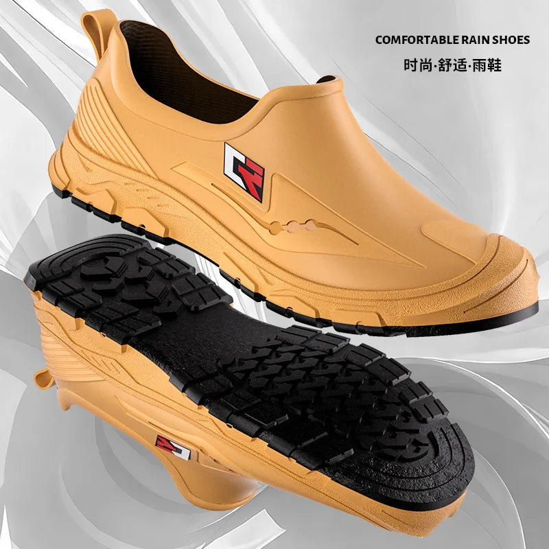New Short-tube Rain Boots for Men Non-slip and Wear-resistant Fishing Water Shoes Plus Velvet Rubber Shoes Waterproof Rain Boots - Sun Studio