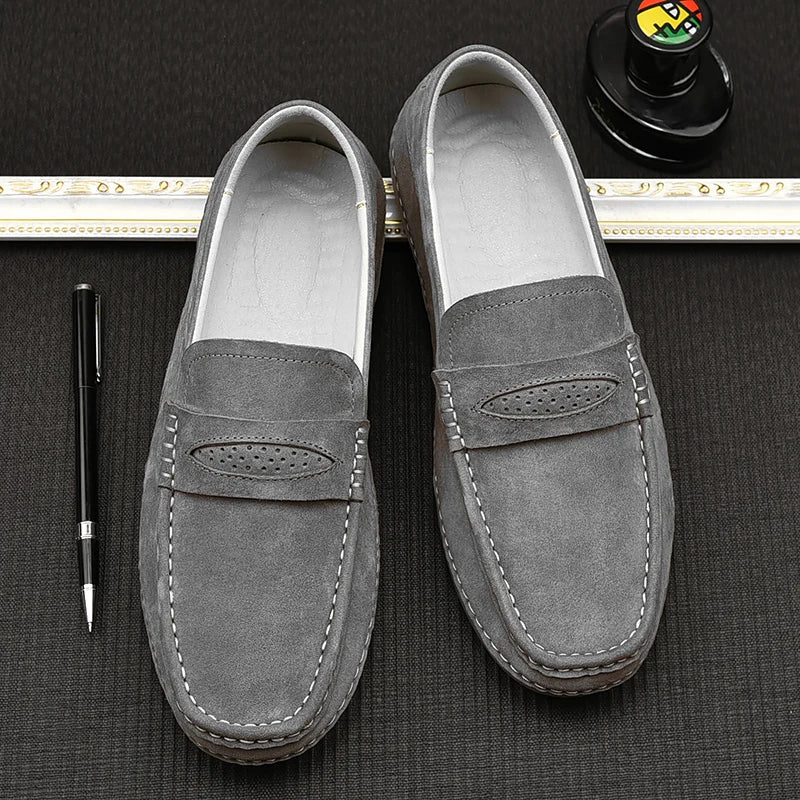 Quality Genuine Leather Shoes Men Loafers Slip On Soft Leather Casual Men Shoes Comfort Driving Shoes Men Flats Walking Footwear - Sun Studio