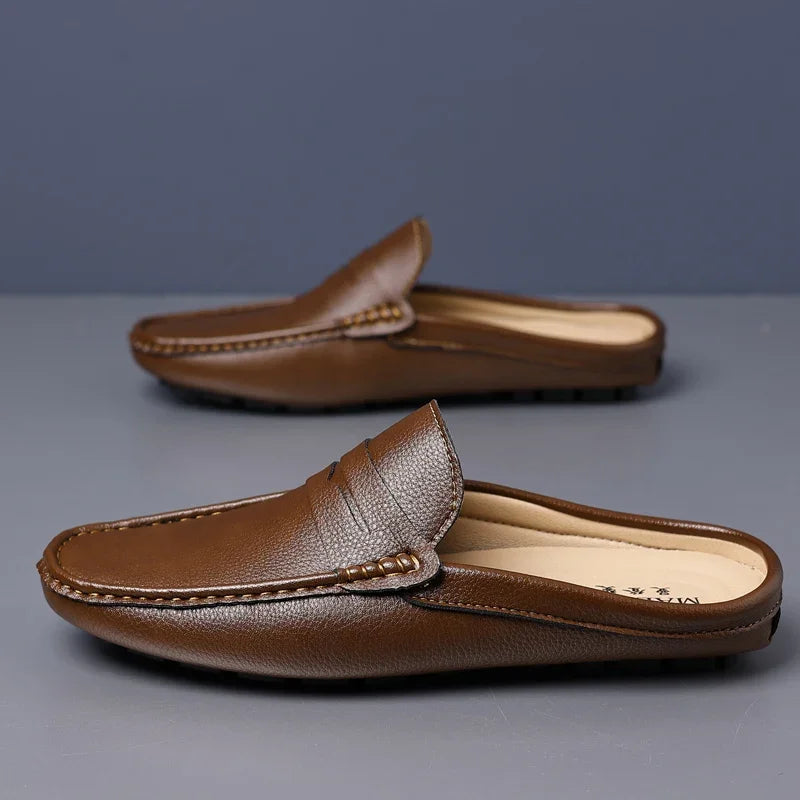 YRZL Loafers Summer Slip on Half Shoes for Men PU Leather Slippers Casual Breathable Comfy Loafers Moccasins Casual Shoes Men - Sun Studio