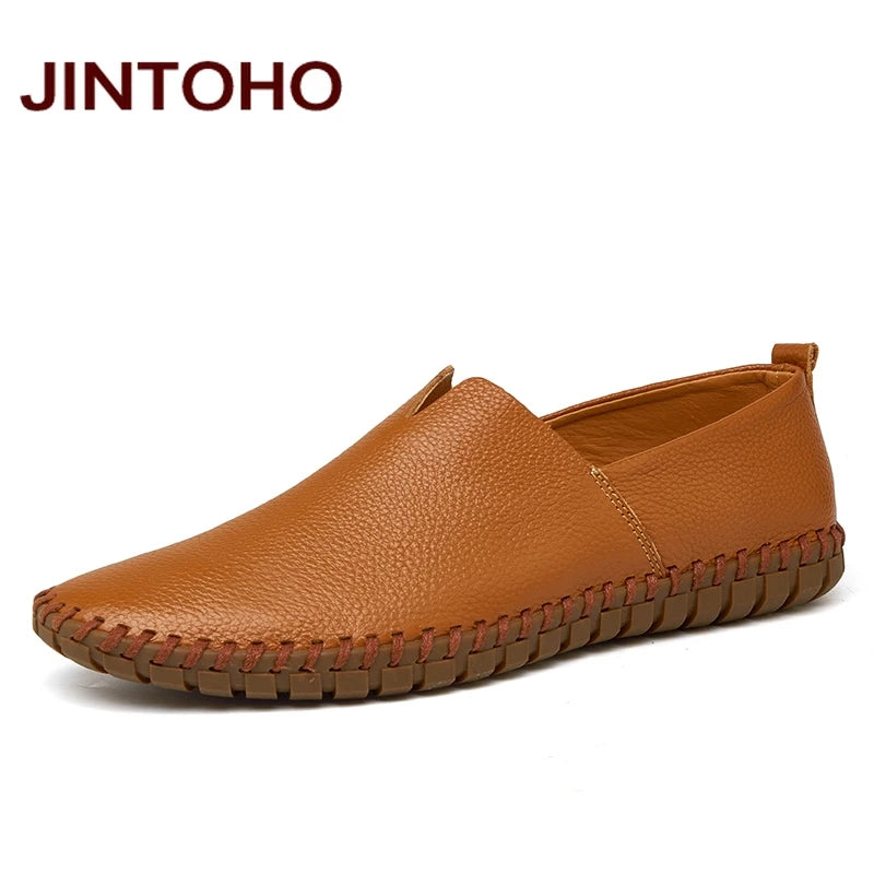 JINTOHO Große Größe Herren Echtes Leder Schuhe Slip-On Schwarze Schuhe Echtes Leder Mokassins Herren Schuhe Italienische Designer Schuhe