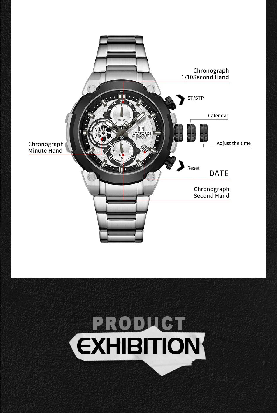NAVIFORCE Men's Watches Top Luxury Original Quartz Wrist Watch for Men Chronograph Calendar Waterproof Man Watch Relojes Hombre - Sun Studio
