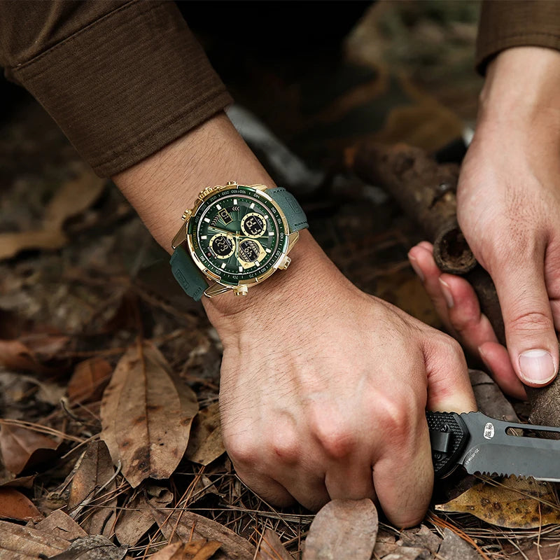 New NAVIFORCE Watches for Men Leather Mens Military Sport Waterproof Watch Quartz WristWatch Chronograph Male Clock - Sun Studio