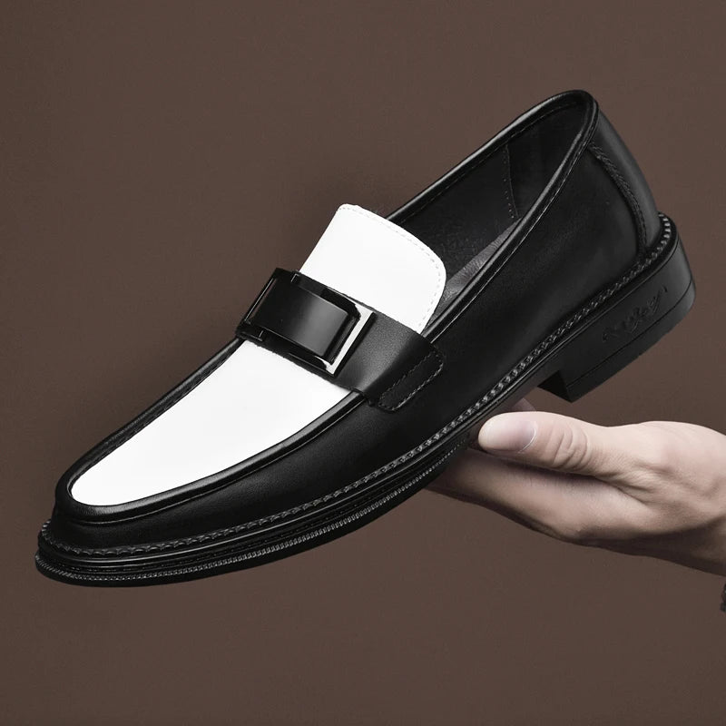 Men Genuine Leather Business Shoes Casual Flats Men Party Driving Loafers Shoes Breathable Moccasins Men's Casual High-end Shoes - Sun Studio