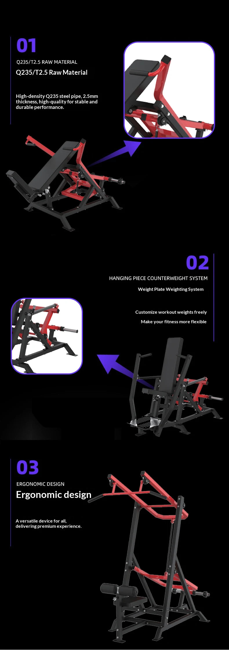 Indoor Fitness Equipment: Gym Bench Press, Leg Extension, Chest Press, Back Pull Training Machine - Sun Studio