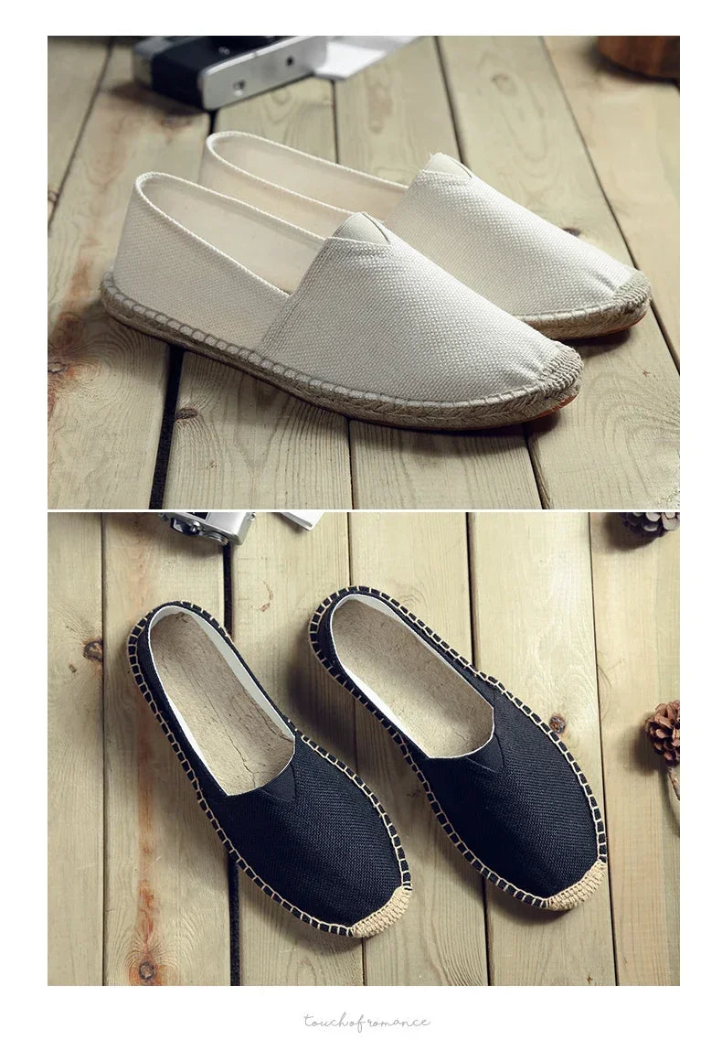 Damen Näh Leinen Schuhe Slipper Freizeit Schuhe Mann Espadrilles Hanf Canvas Flachschuhe Übergröße Fischer Fahrerschuhe
