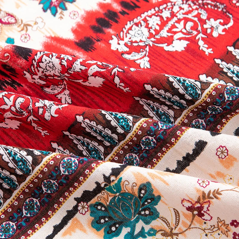 Bohemian Fabric Ethnic Vintage Retro Boho Printed Cotton Linen Home Decor Upholstery Textile - Sun Studio