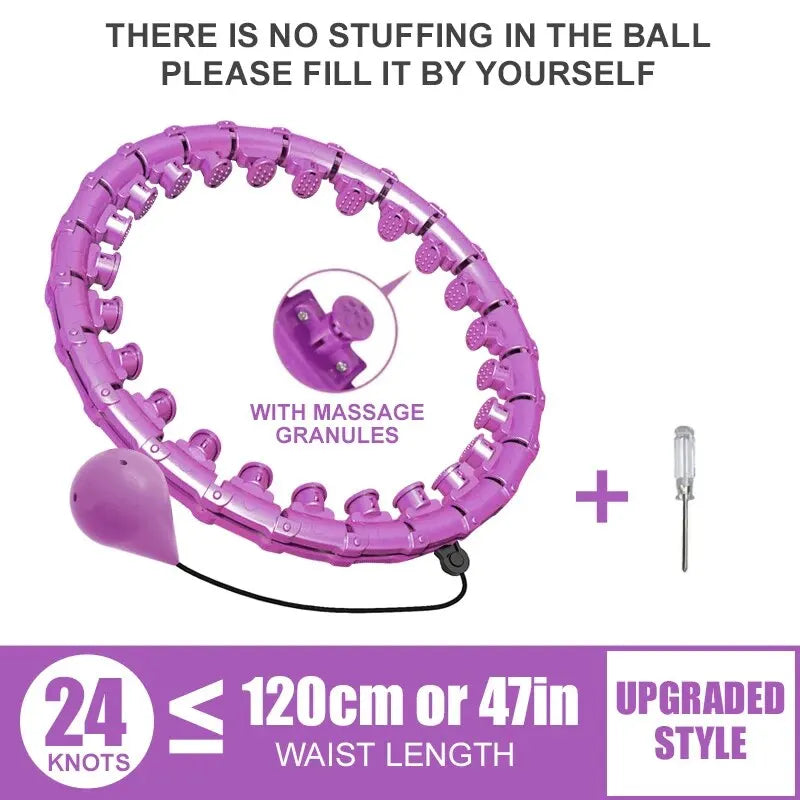 WESTTUNE Smart Weighted Fit Hoop Exercise Circle Infinity Fitness Hoop with Detachable Knots for Adults Weight Loss and Exercise - Sun Studio